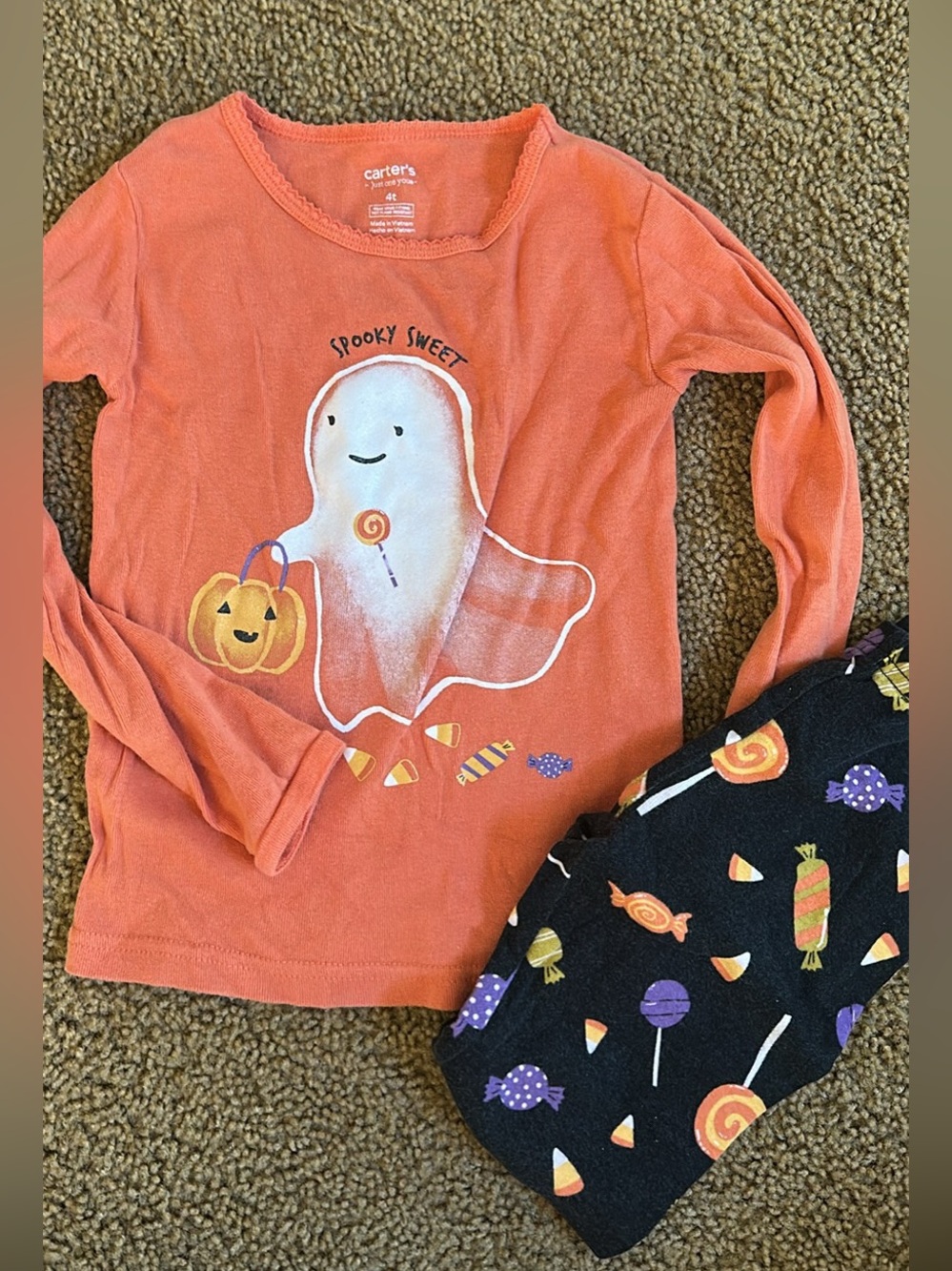 Carter's Kids Orange 'Spooky Sweet' Halloween Ghost Long-Sleeve Top